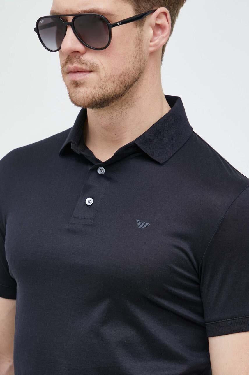 

Поло Emporio Armani чоловічий колір синій однотонний