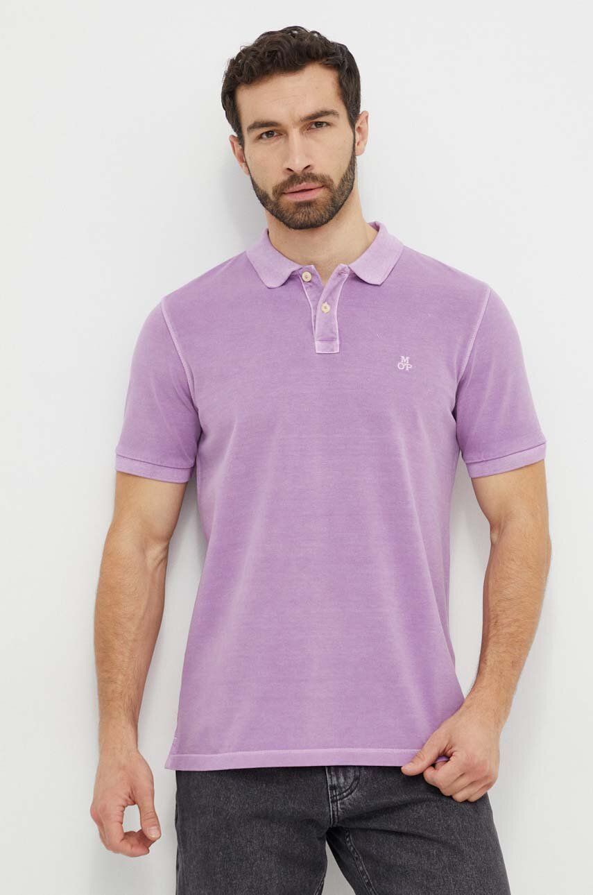 Levně Bavlněné polo tričko Marc O'Polo fialová barva