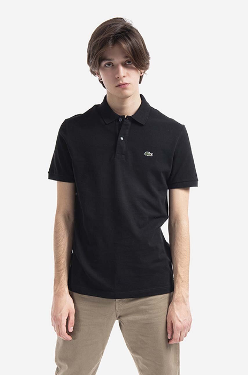 

Памучна тениска с яка Lacoste PH4012 031 в черно с изчистен дизайн, Черен