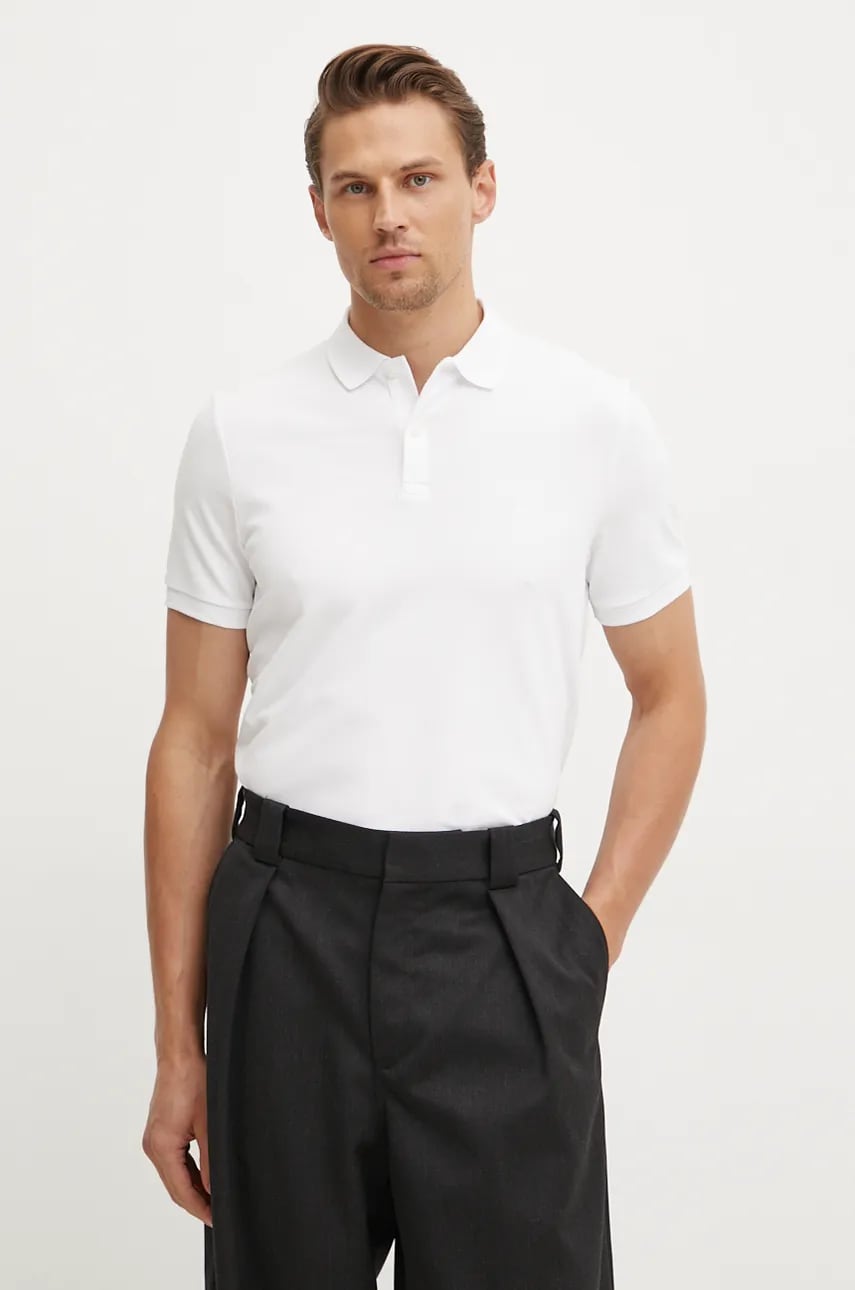Marc O'Polo tricou polo barbati, culoarea alb, neted Marc O'Polo tricou polo barbati, culoarea alb, neted