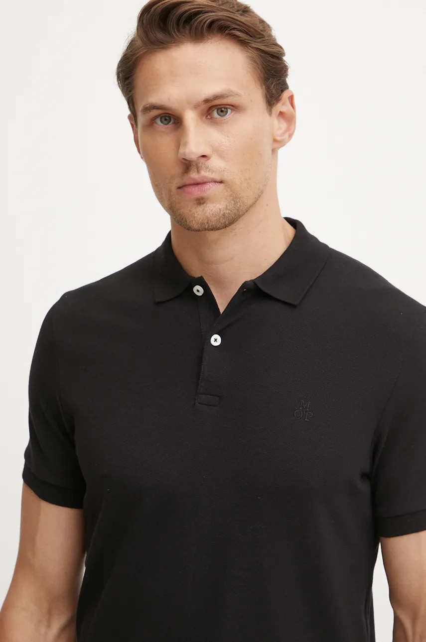 Marc O'Polo tricou polo barbati, culoarea negru, neted Marc O'Polo tricou polo barbati, culoarea negru, neted