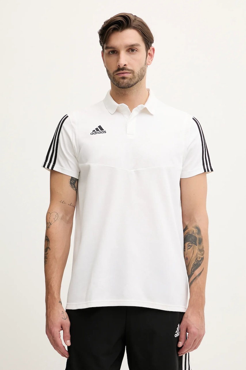 adidas tricou polo TIRO 19 DU0870 bărbați, culoarea alb, cu model DU0870-white