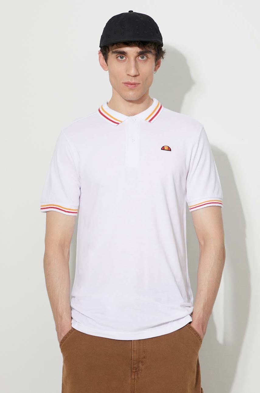 Levně Bavlněné polo tričko Ellesse bílá barva, SHR18077-WHITE