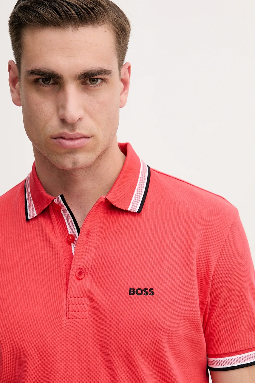 BOSS Green pamut póló piros, sima, 50469055 termék 2. képe