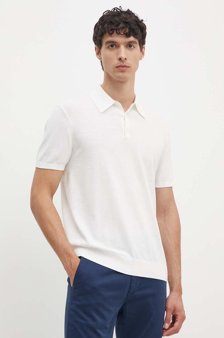 

Памучна тениска с яка Armani Exchange в бяло с изчистен дизайн 8NZF5D ZM3JZ, Бял