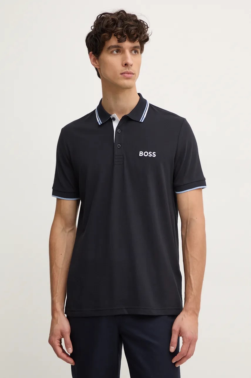 Boss Green tricou polo barbati, culoarea albastru marin, cu imprimeu, 50469102 Boss Green tricou polo barbati, culoarea albastru marin, cu imprimeu, 50469102