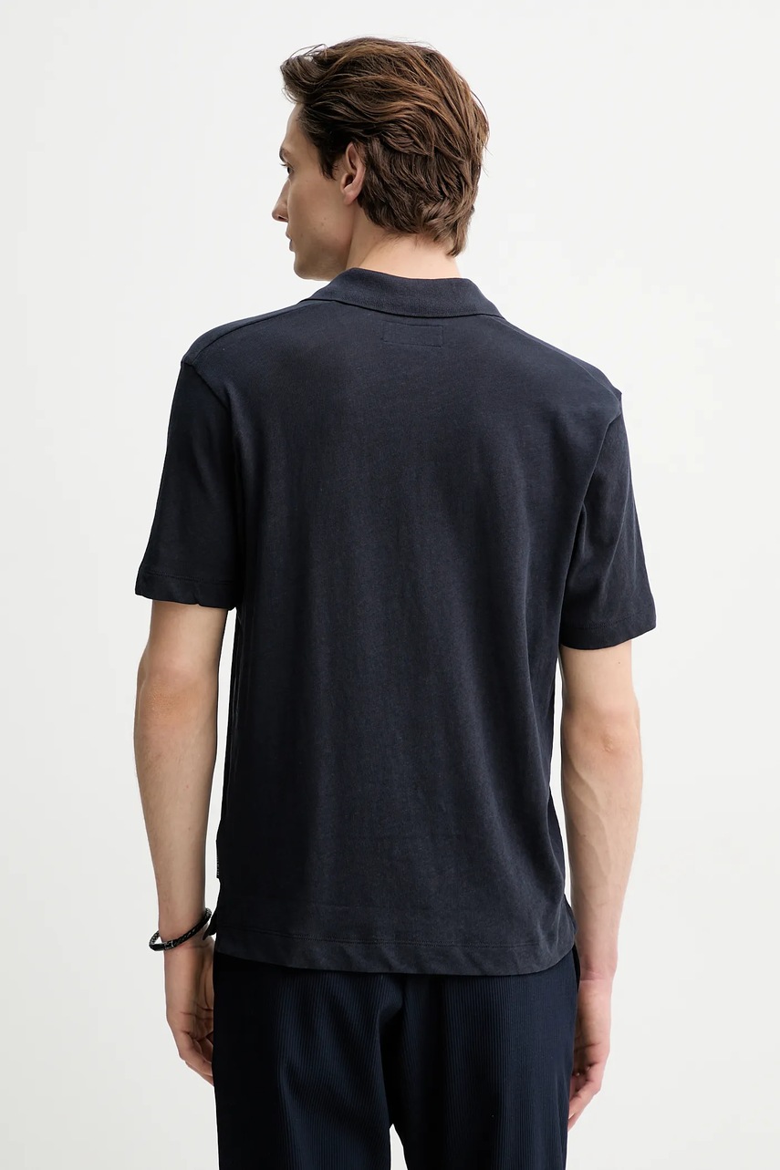 Πόλο με μείγμα με λινό Marc O'Polo χρώμα: ναυτικό μπλε, M23209153026 φωτογραφία