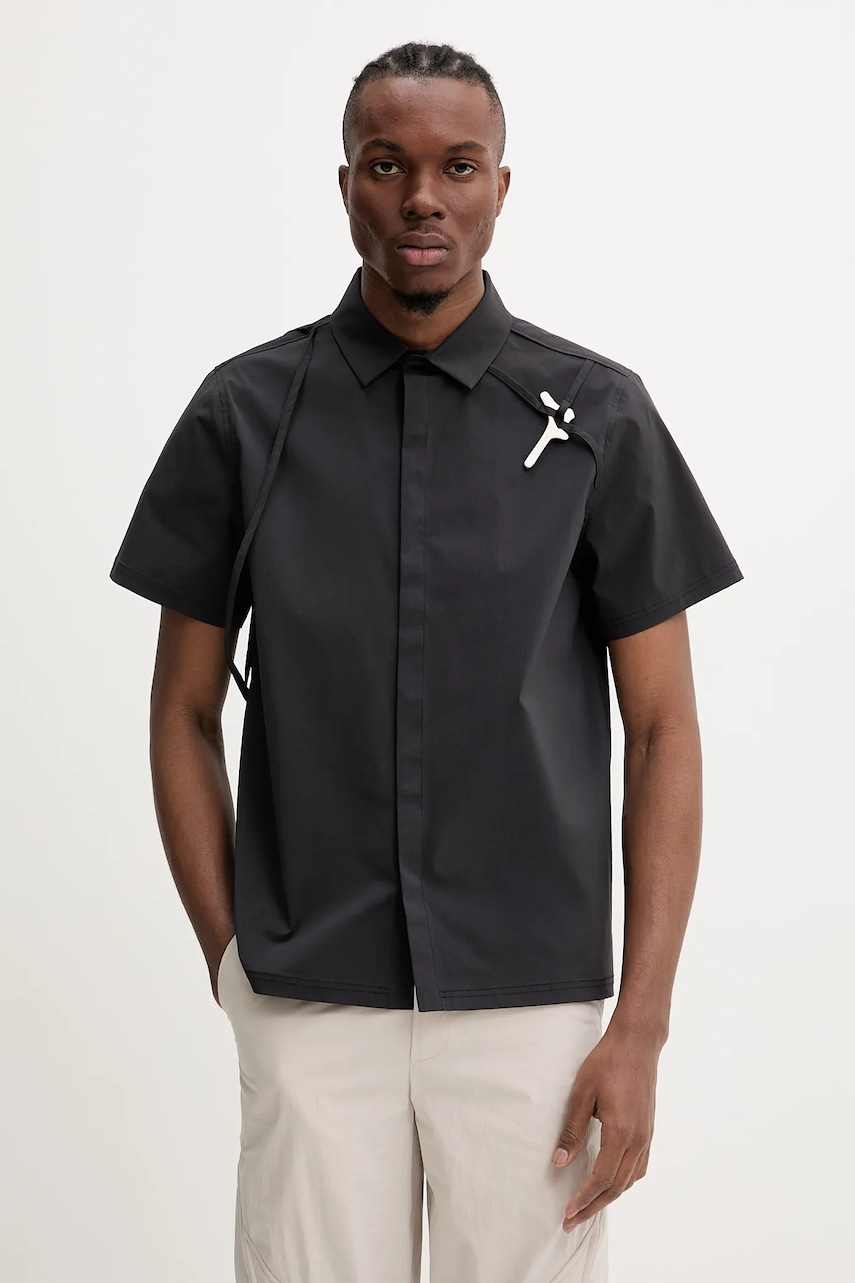 Heliot Emil cămașă culoarea negru, cu guler clasic, regular, SS25_M_05_042_BLK01_CO