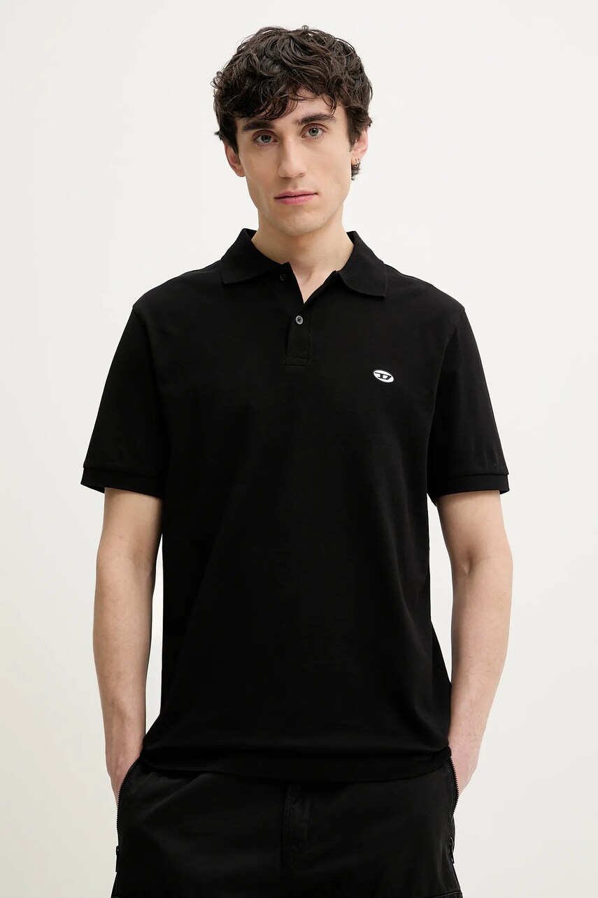 Diesel polo de bumbac T-REJUST-DOVAL-PJ POLO SHIRT culoarea negru, neted, A15057.0AIJR