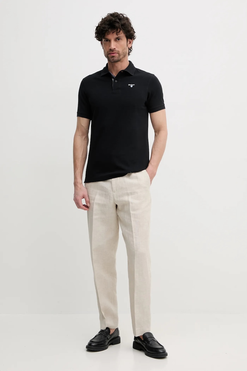 Хлопковое поло Barbour Tartan Pique Polo Shirt мужское цвет чёрный однотонное MML0012 Хлопковое поло Barbour Tartan Pique Polo Shirt мужское цвет чёрный однотонное MML0012