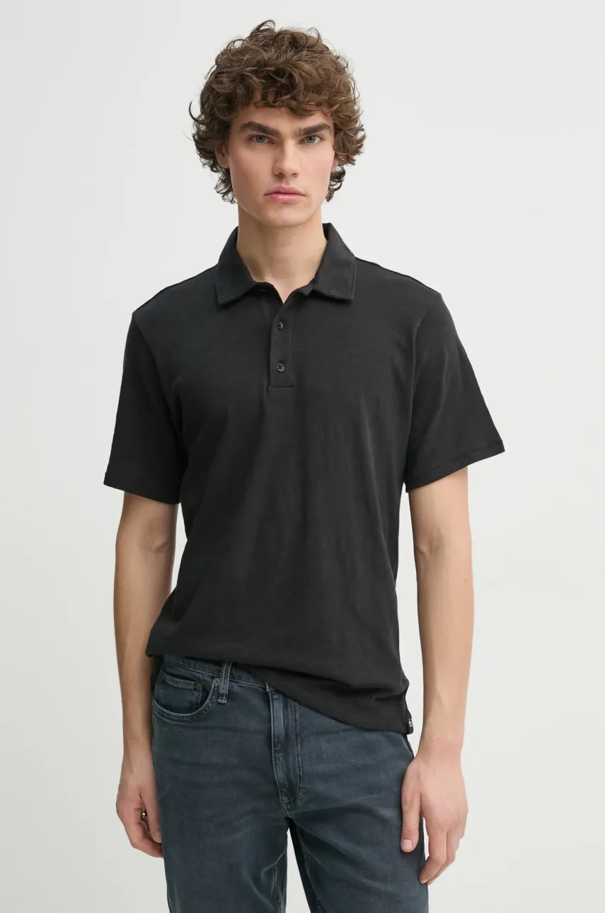 Rag & Bone polo de bumbac culoarea negru, neted, MBC23FT012CA12