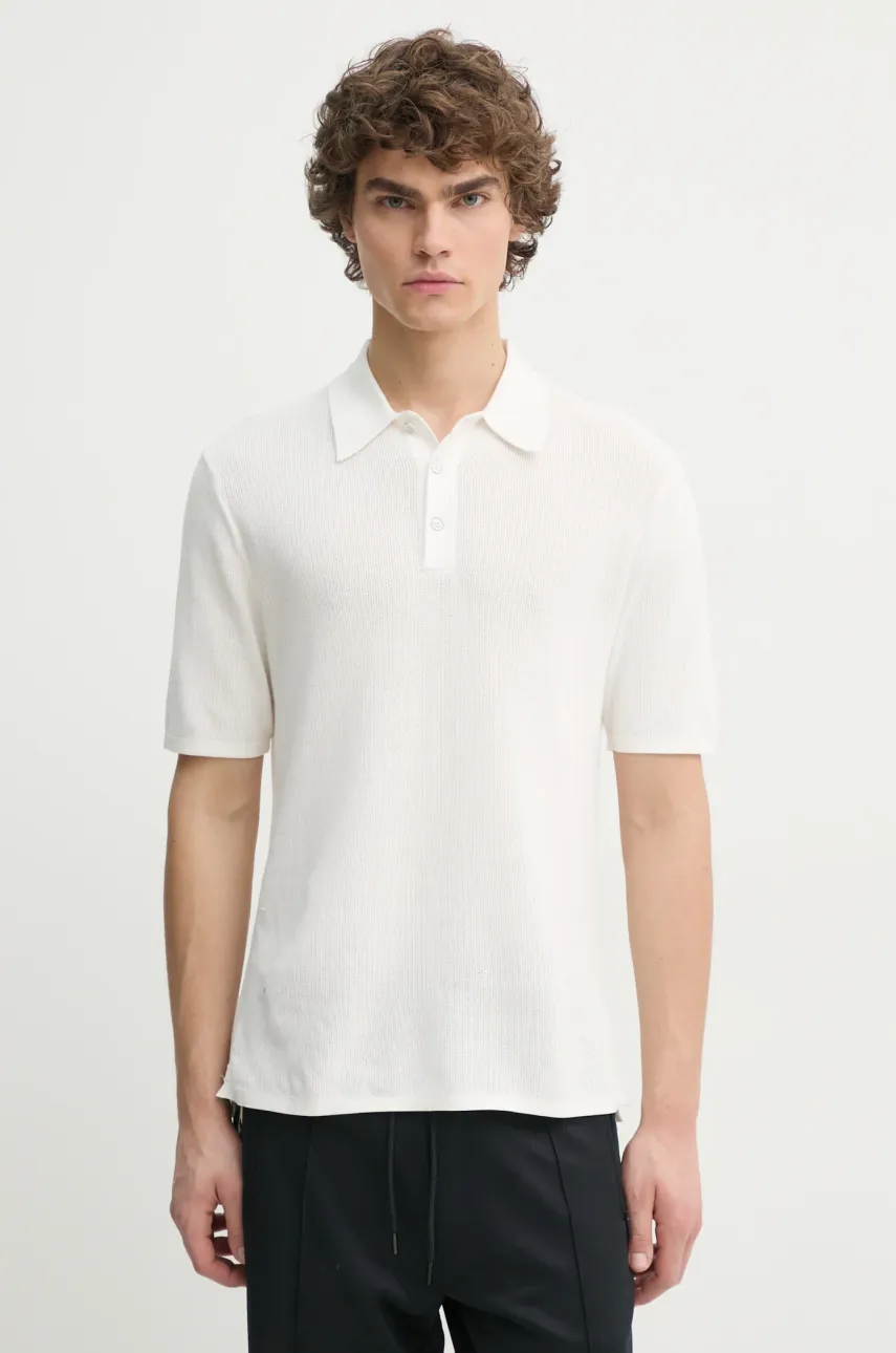 Rag & Bone tricou polo barbati, culoarea alb, neted, MBS22HS019UC19