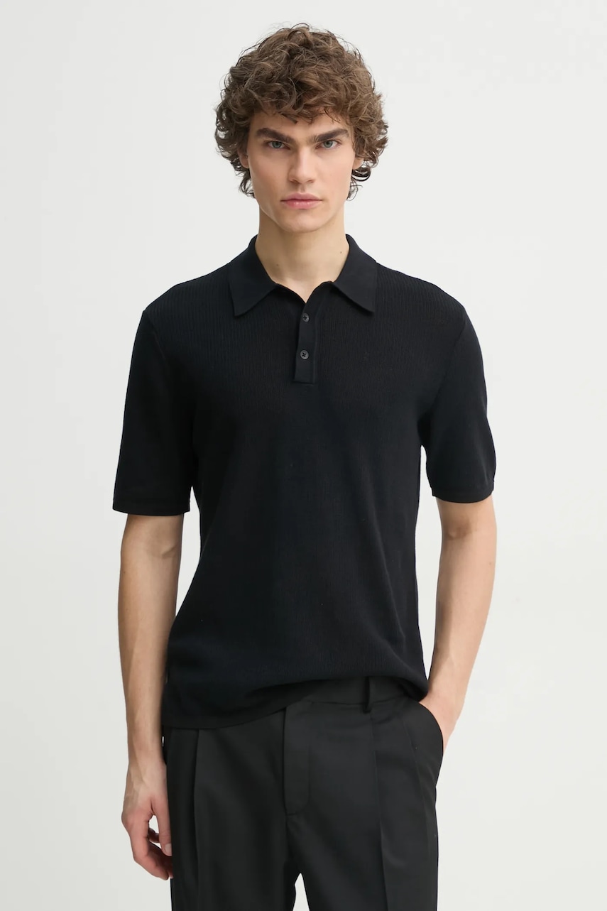 Rag & Bone tricou polo barbati, culoarea negru, neted, MBS22S018KI18