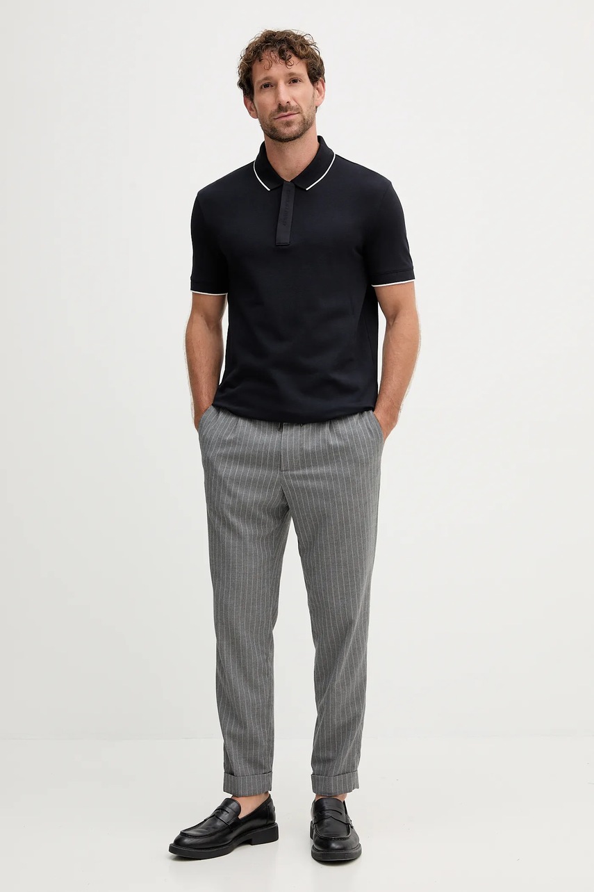 Хлопковое поло Armani Exchange цвет синий однотонная XM001285 AF10366