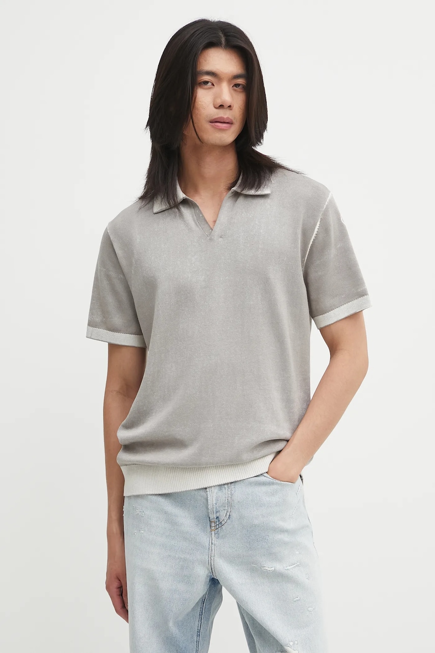 Diesel polo de bumbac K-LORENZO-SS culoarea gri, neted, A18127.0BEAR