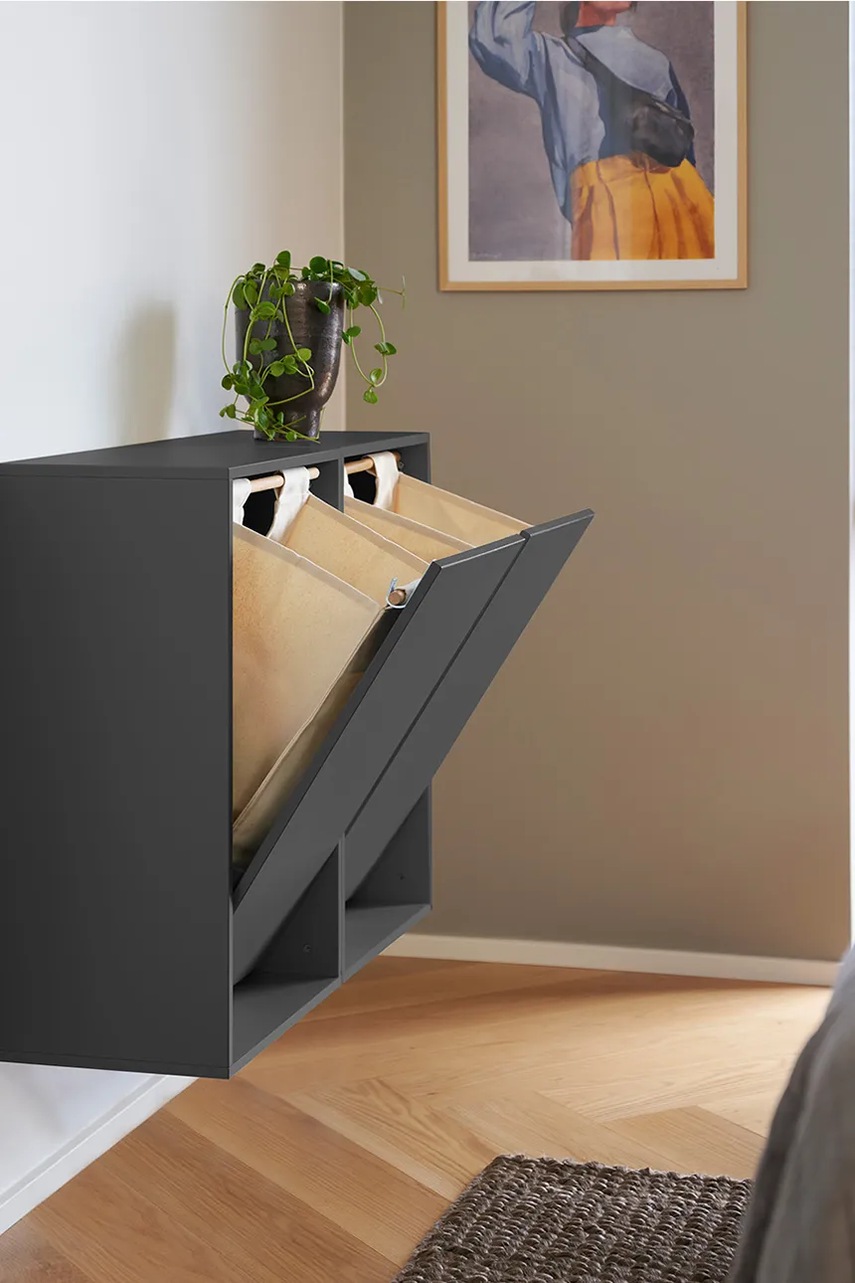 Επιτοίχιο καλάθι για άπλυτα ReCollector Laundry Box 30 x 43 x 70 cm χρώμα: μαύρο φωτογραφία