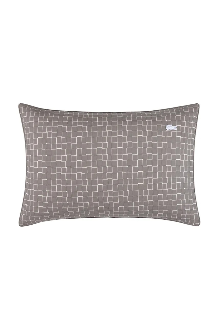 Levně Bavlněný povlak na polštář Lacoste L BLOCK Greige 50 x 75 cm šedá barva