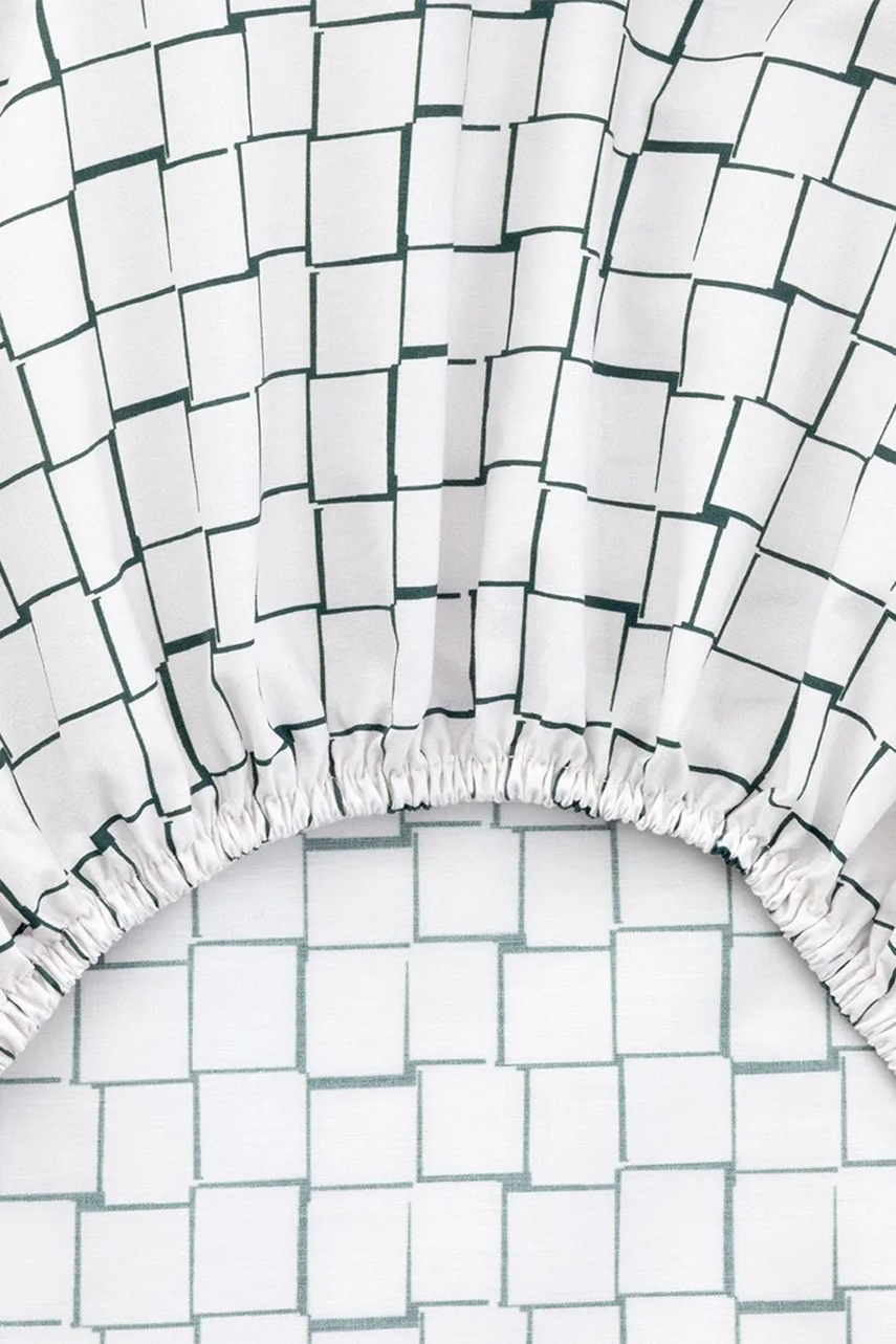 Βαμβακερό σεντόνι με λάστιχο Lacoste L BLOCK Vert 160 x 200 cm χρώμα: πράσινο φωτογραφία