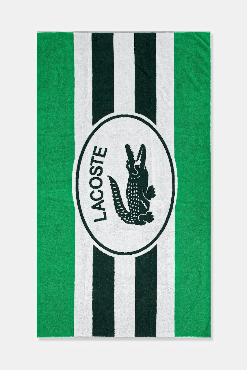 Lacoste prosop de plajă din bumbac LBADGE Vert 90 x 160 cm culoarea verde