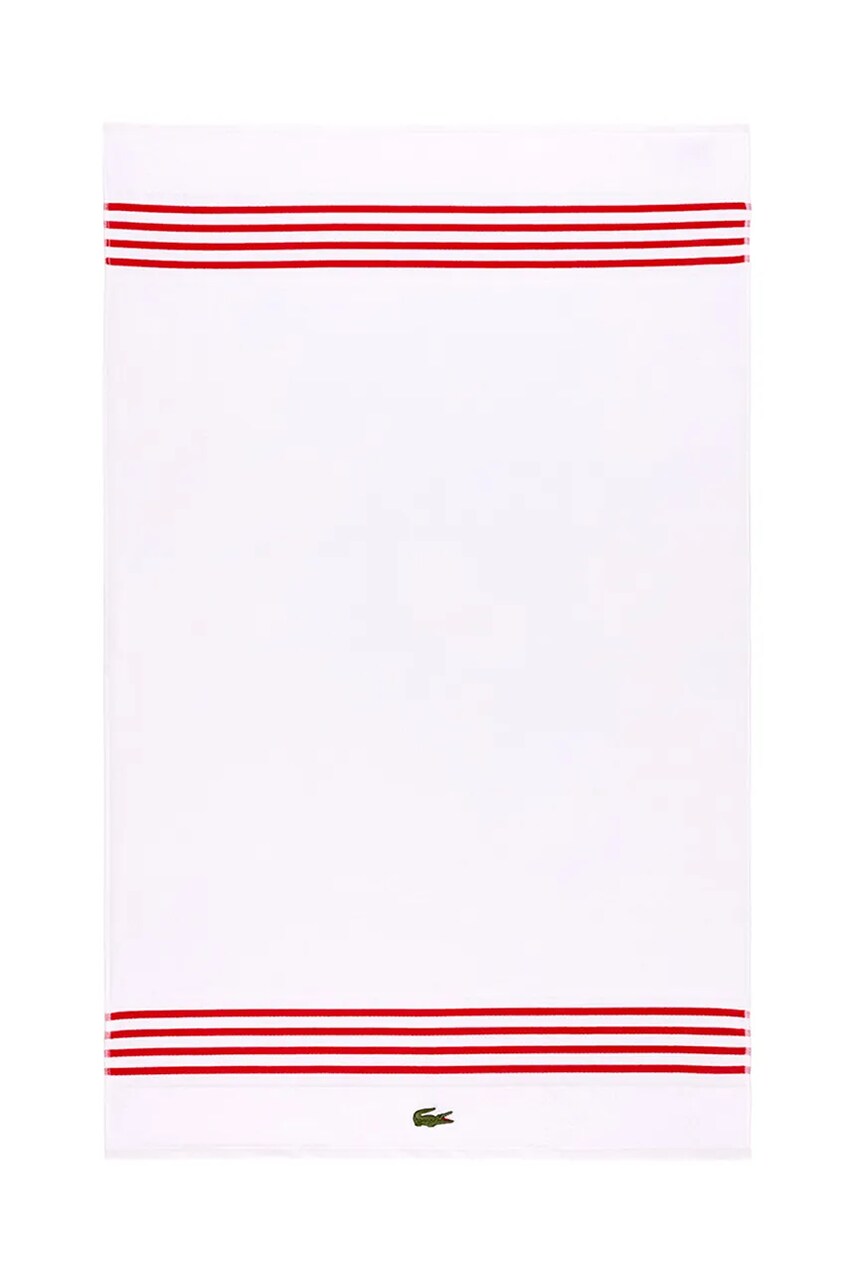 Levně Bavlněný ručník Lacoste LCOURTLI Rouge 90 x 150 cm bílá barva