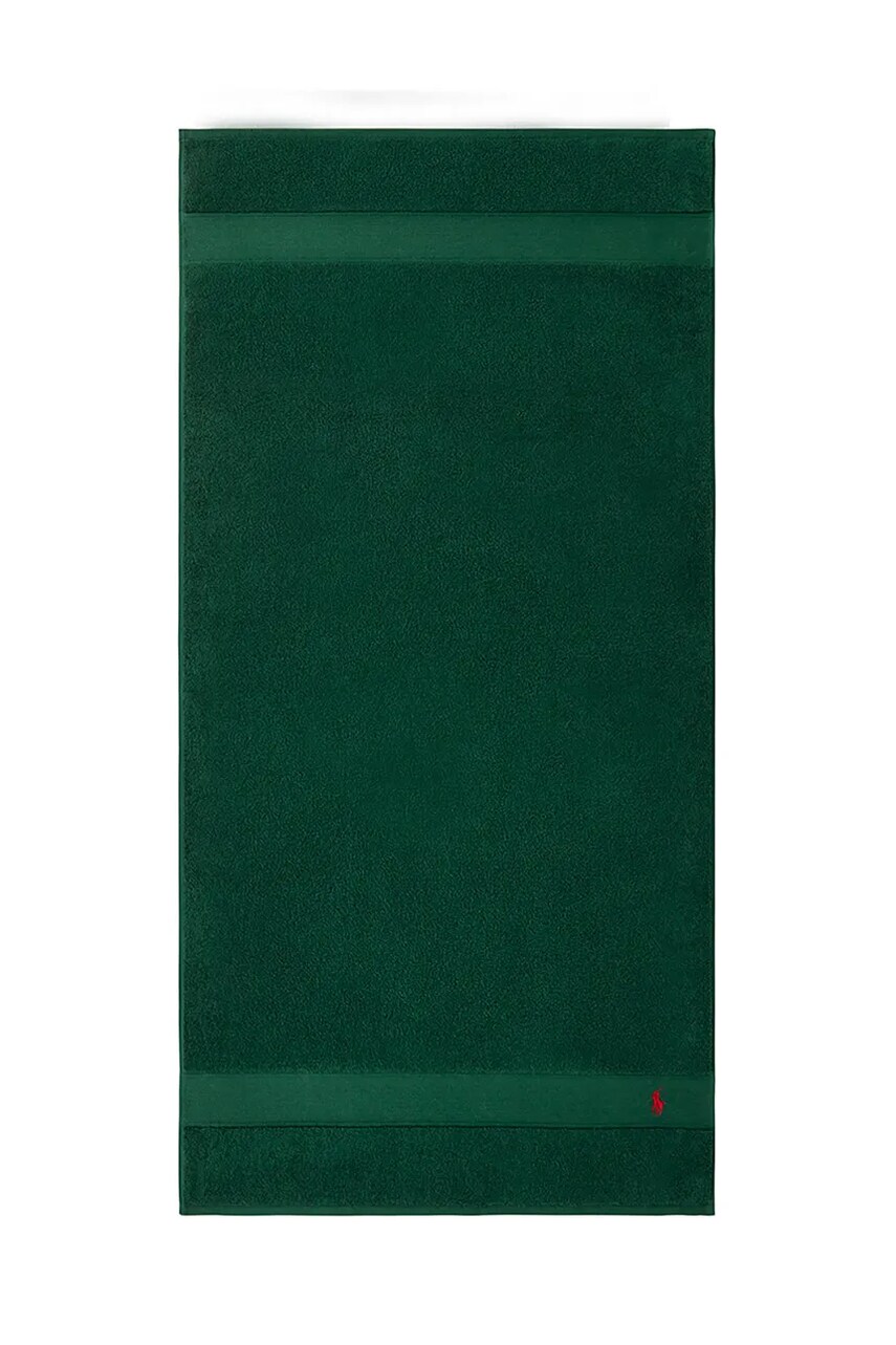 Levně Bavlněný ručník Ralph Lauren Polo Player College Green 70 x 140 cm zelená barva