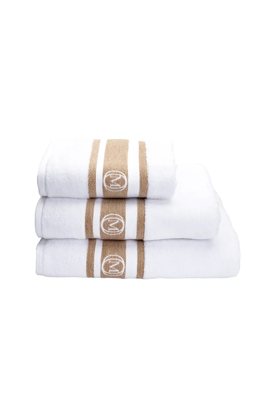 Μεσαία βαμβακερή πετσέτα Officine Monogram Monogram Linea 100 x 160 cm χρώμα: μπεζ φωτογραφία