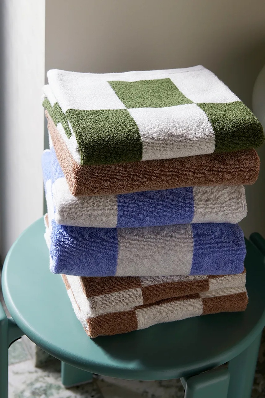 Μικρή βαμβακερή πετσέτα HAY Check Organic 50 x 90 cm χρώμα: μπλε φωτογραφία