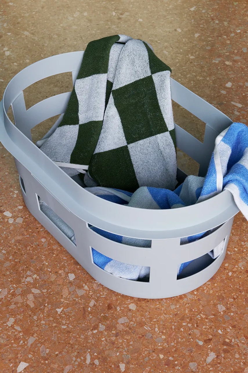 Μικρή βαμβακερή πετσέτα HAY Check Organic 50 x 90 cm χρώμα: μπλε φωτογραφία