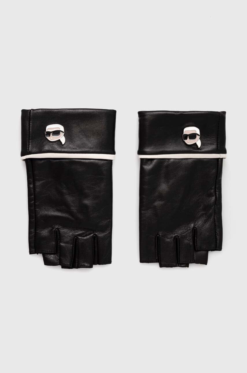 Karl Lagerfeld manusi de piele femei, culoarea negru, 245W3605