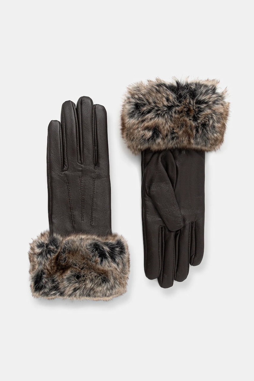 Barbour rękawiczki skórzane damskie kolor brązowy LGL0043