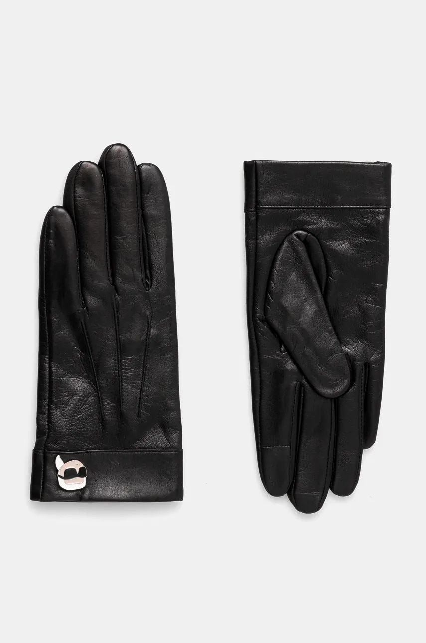 Karl Lagerfeld manusi de piele femei, culoarea negru, 246W3607 Karl Lagerfeld manusi de piele femei, culoarea negru, 246W3607