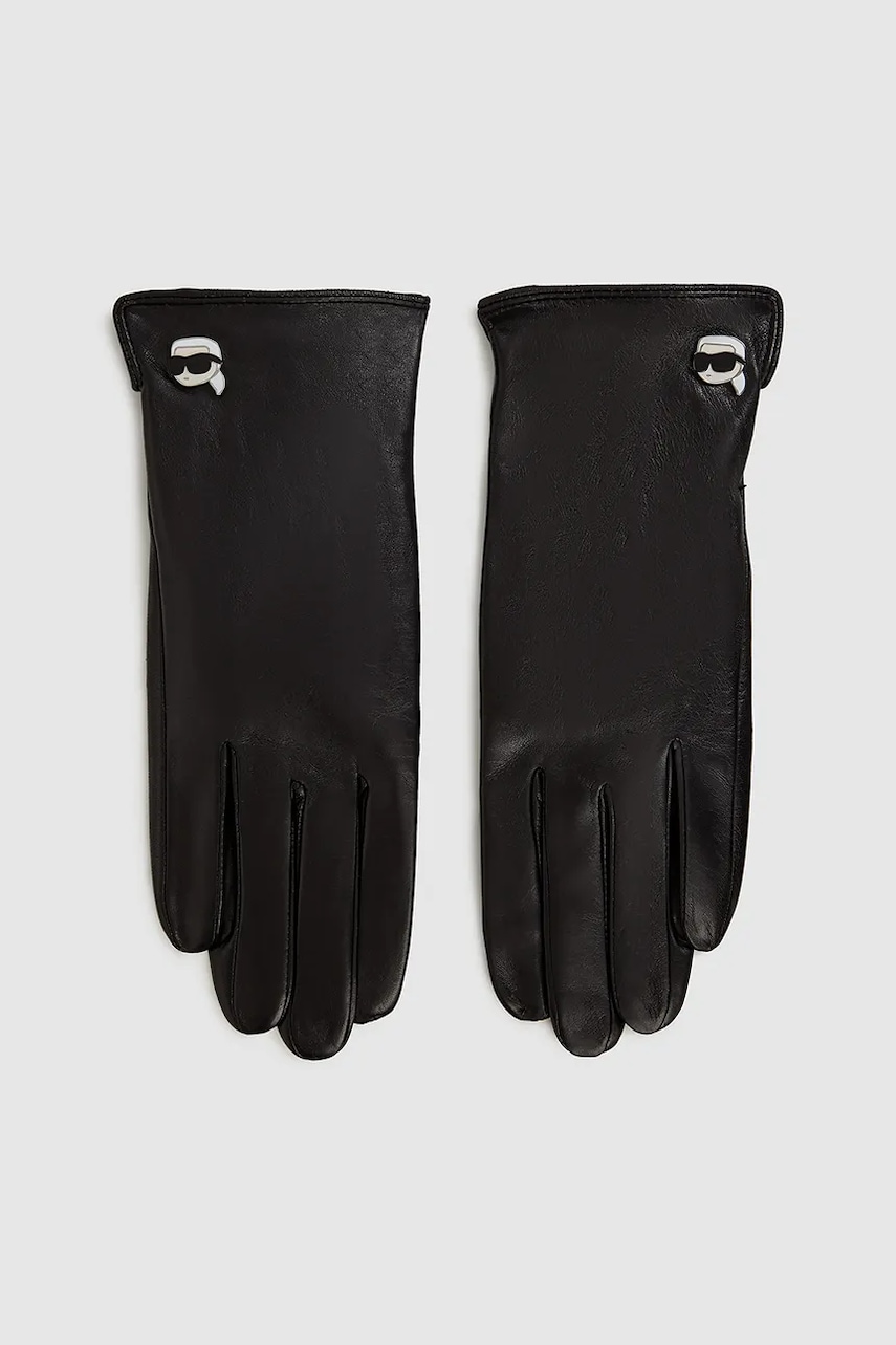 Karl Lagerfeld mănuși de piele culoarea negru, A4W33112