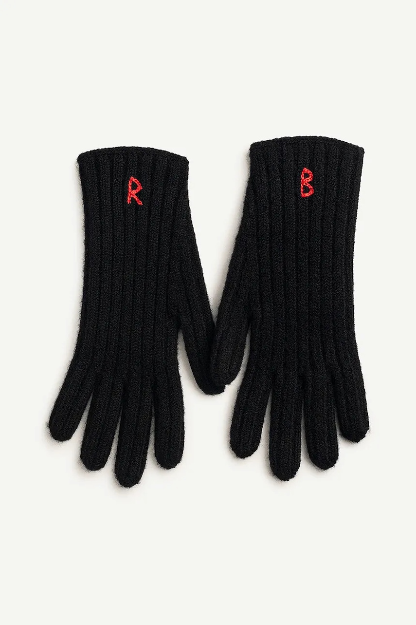 Levně Vlněné rukavice Ruslan Baginskiy dámské, černá barva, RK033/034-MW-FL-CD24