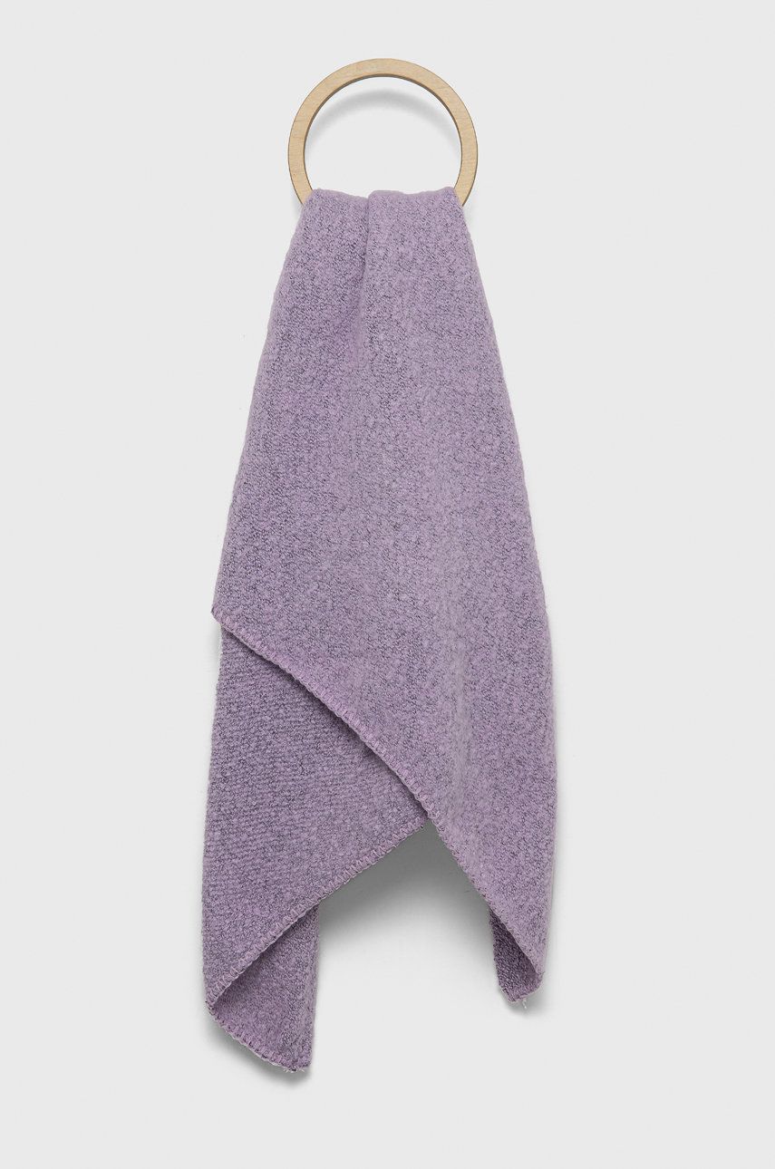 Šála Pieces fialová barva - fialová -  50% Polyester