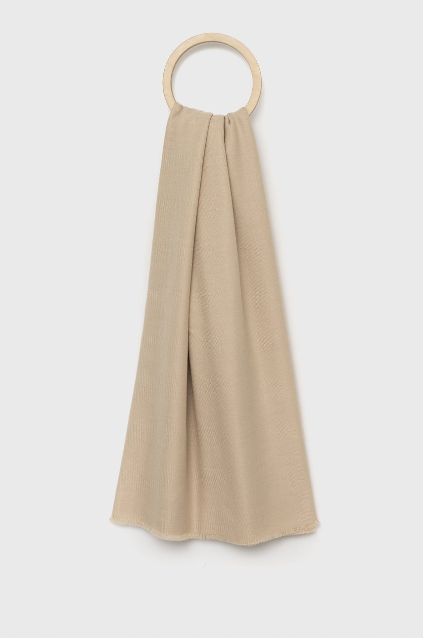 

Шал Pieces дамски в бежово с изчистен дизайн, Бежов