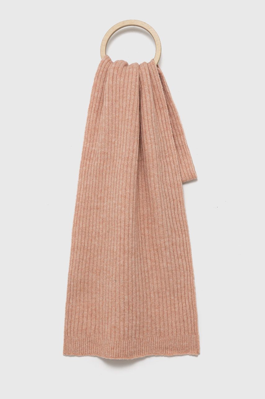 E-shop Šátek z vlněné směsi Pieces růžová barva, hladký