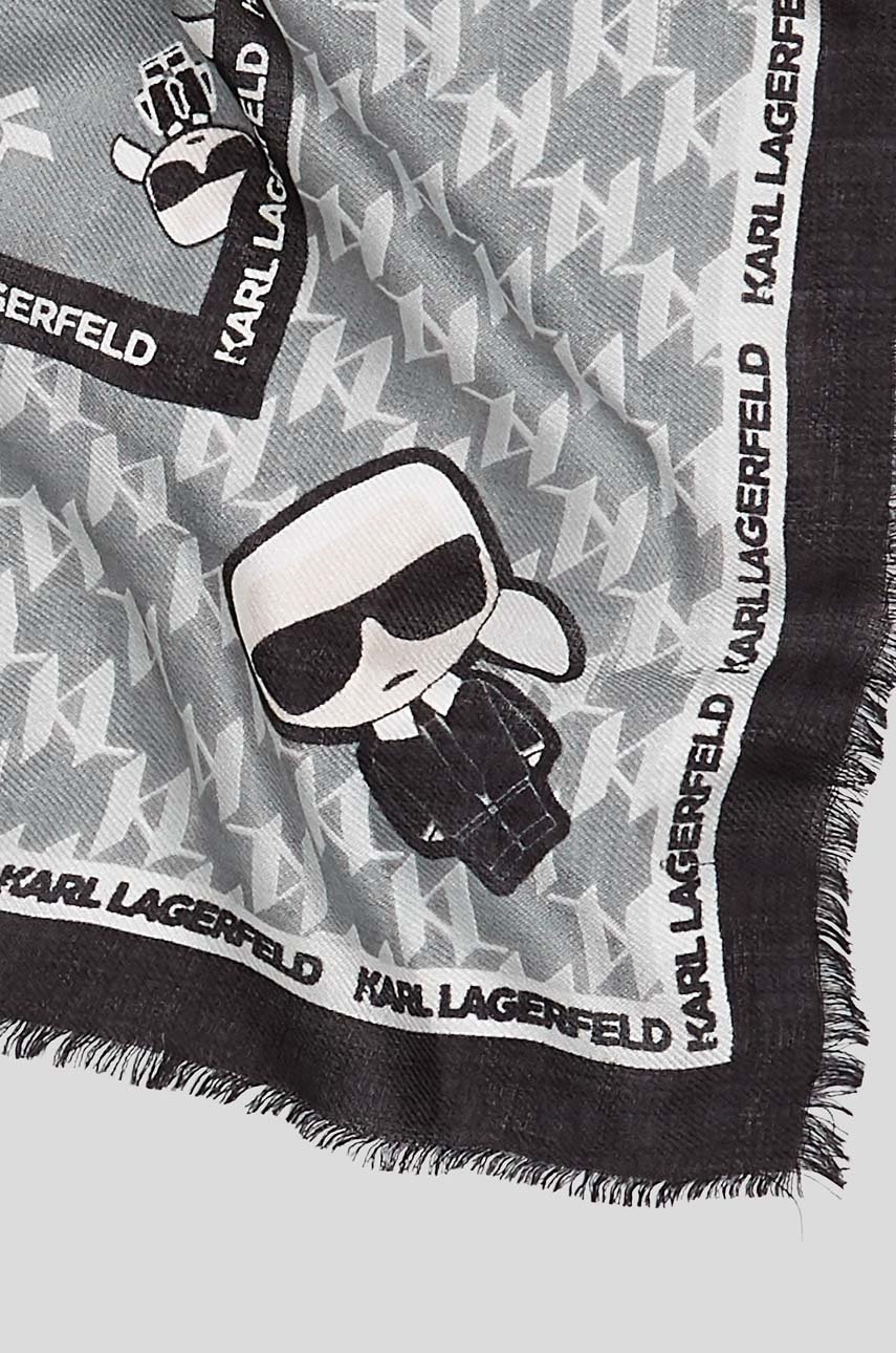

Хустка з домішкою вовни Karl Lagerfeld колір сірий візерунок