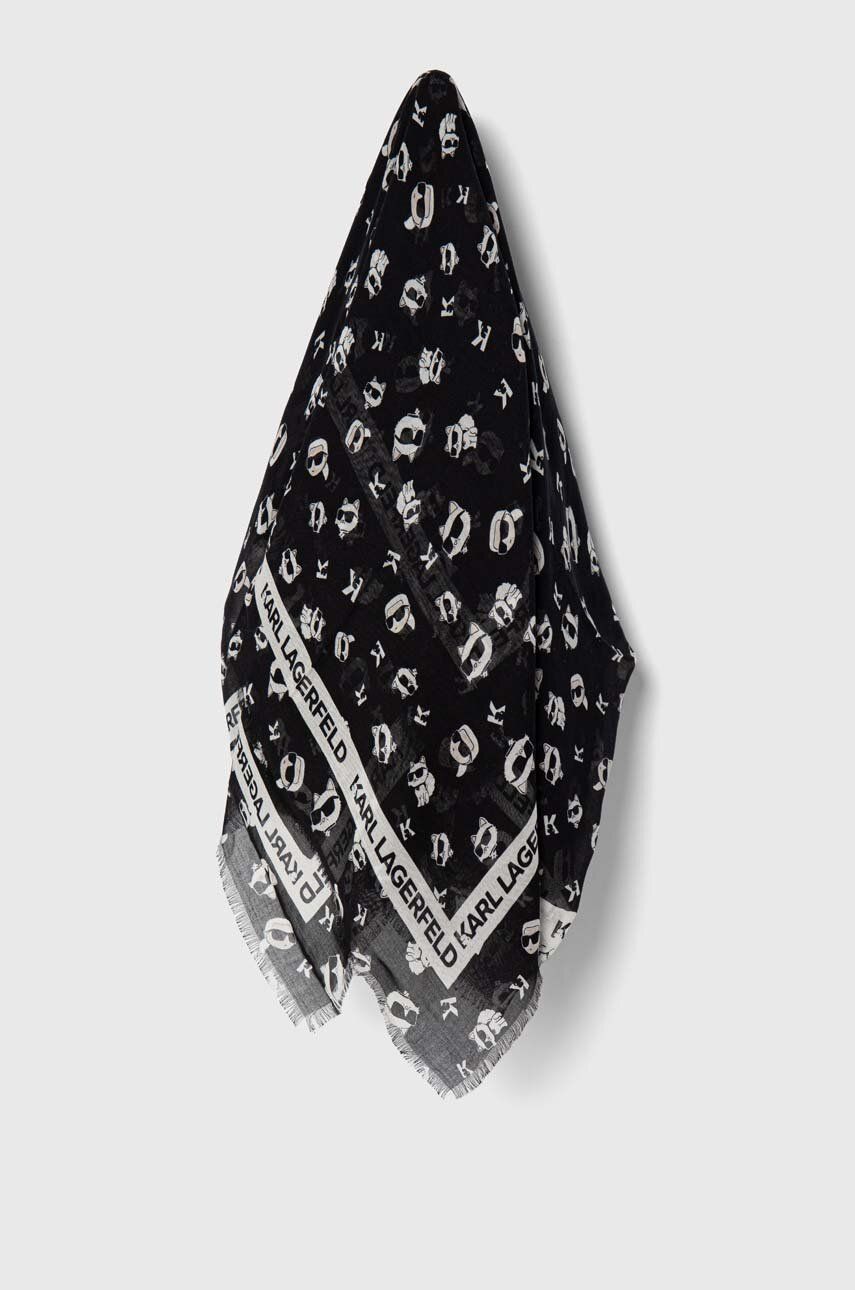 Karl Lagerfeld esarfa cu amestec de lana culoarea negru, modelator, 245W3301