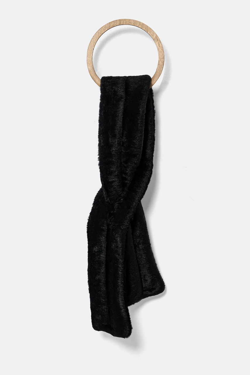 Ruslan Baginskiy fular femei, culoarea negru, neted, SKR033-P-FF-FLT