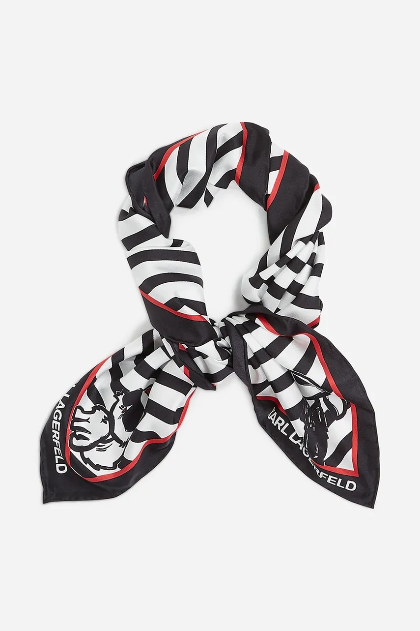 Шелковый платок Karl Lagerfeld женский цвет чёрный узор A2W33074 Шелковый платок Karl Lagerfeld женский цвет чёрный узор A2W33074