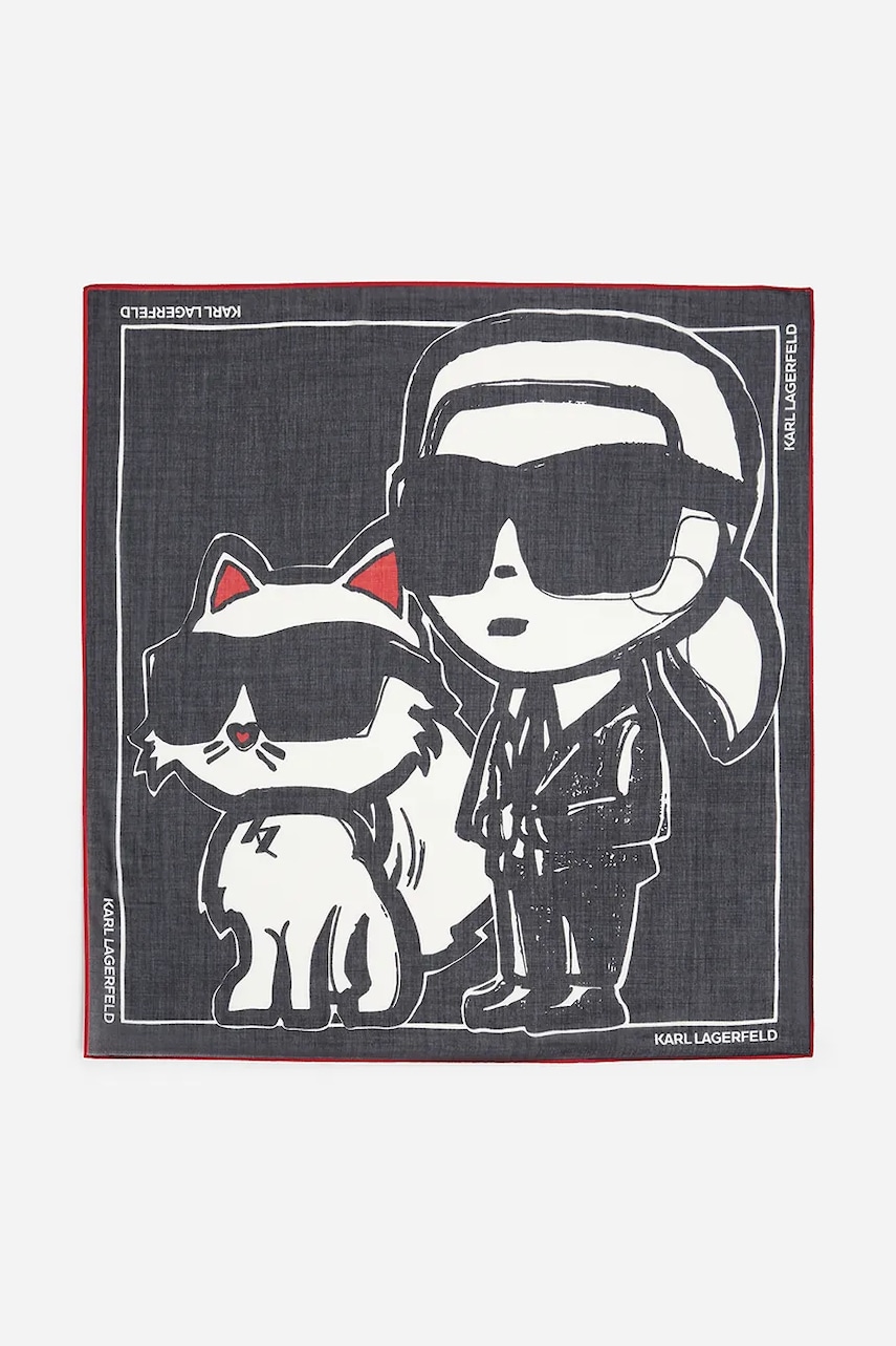 Karl Lagerfeld eșarfă de bumbac femei, culoarea negru, modelator, A2W33076