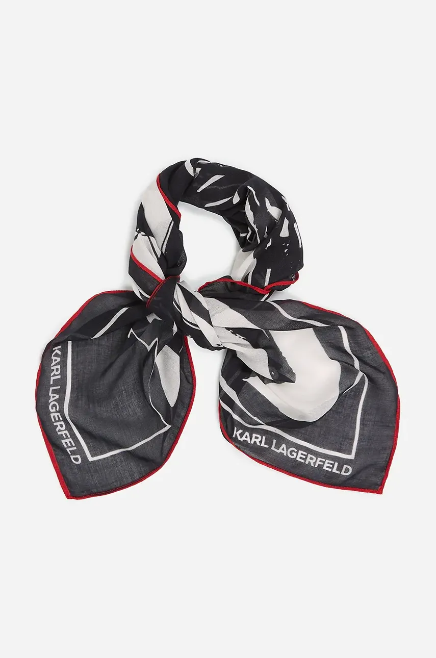 Хлопковый шарф Karl Lagerfeld женская цвет чёрный узор A2W33076 Хлопковый шарф Karl Lagerfeld женская цвет чёрный узор A2W33076