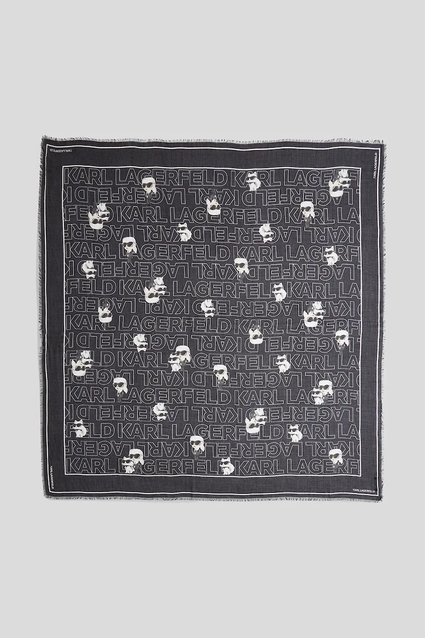 Karl Lagerfeld eșarfă IKON culoarea negru, cu imprimeu, A3W33065