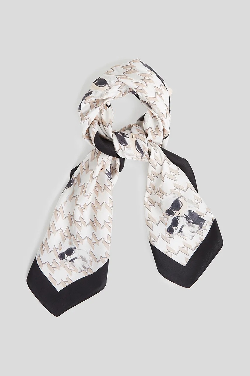 Шелковый платок на шею Karl Lagerfeld цвет белый узор A3W33066