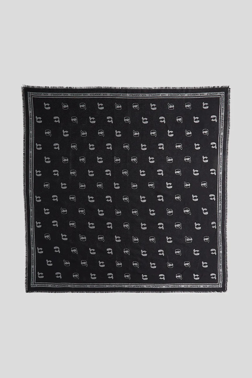 Karl Lagerfeld eșarfă IKON culoarea negru, cu imprimeu, A3W33068