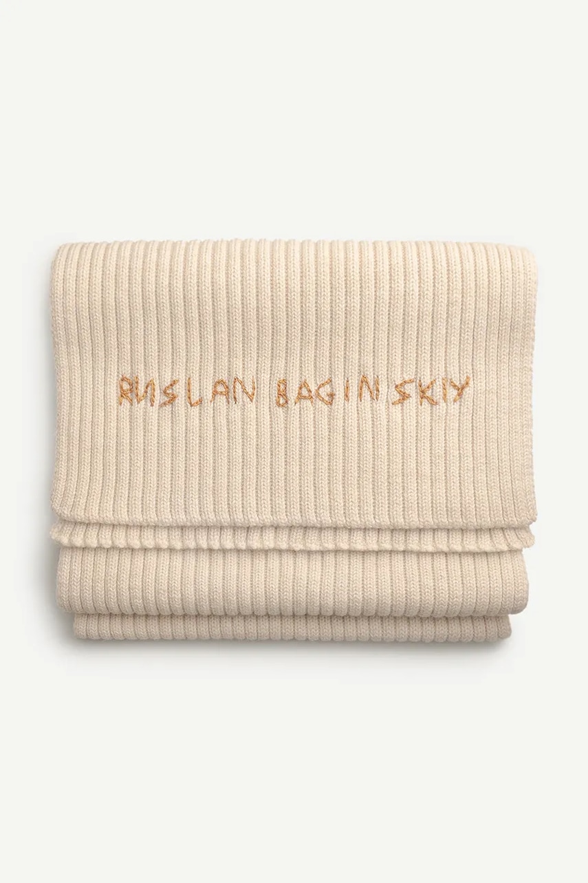 Ruslan Baginskiy eșarfă de lână culoarea bej, cu imprimeu, SKR036-MW-FL-CD24