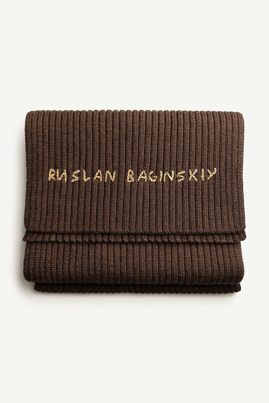 Ruslan Baginskiy eșarfă de lână culoarea maro, cu imprimeu, SKR09/036-MW-FL-CD24