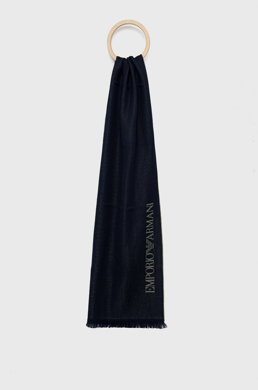 Emporio armani fular barbati, culoarea albastru marin, neted
