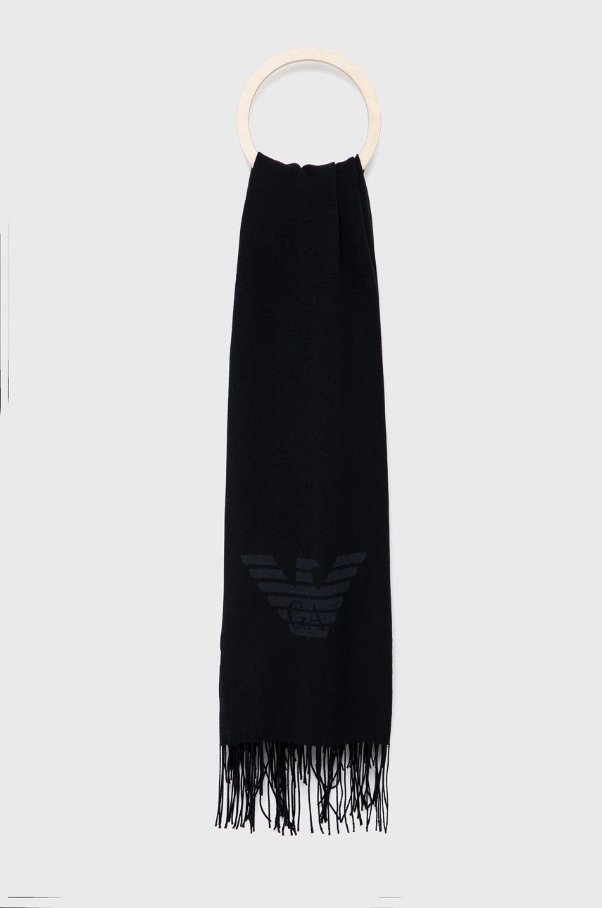 Emporio Armani Fular bărbați, culoarea negru, cu imprimeu answear.ro imagine 2022 reducere