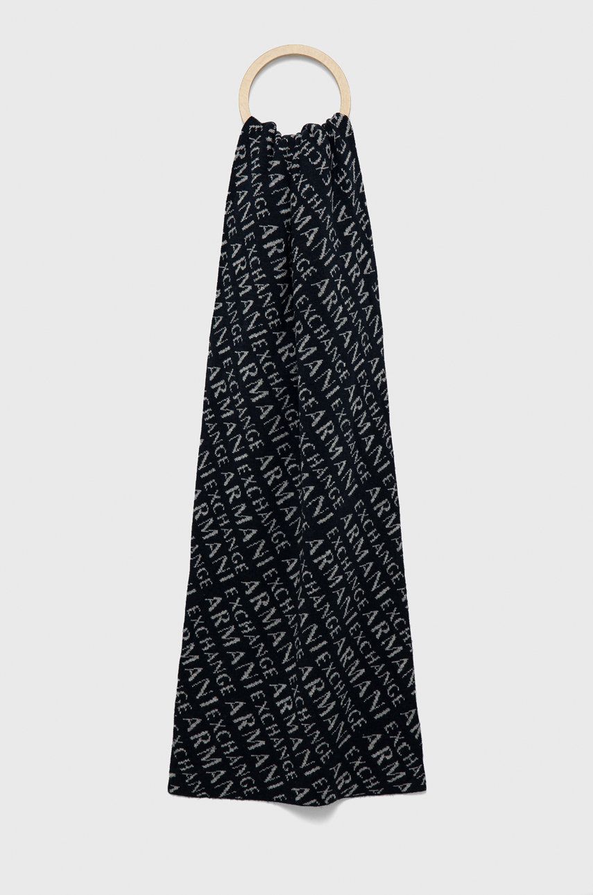 Armani Exchange esarfa din amestec de lana culoarea albastru marin, modelator answear.ro